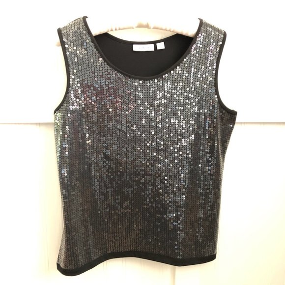 Joan Rivers Tops - Joan Rivers black sequined tank top, size S